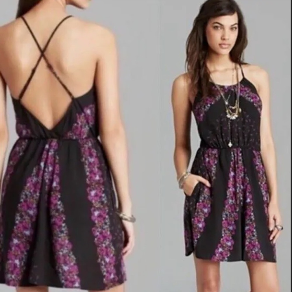 FREE PEOPLE black and floral summer dress